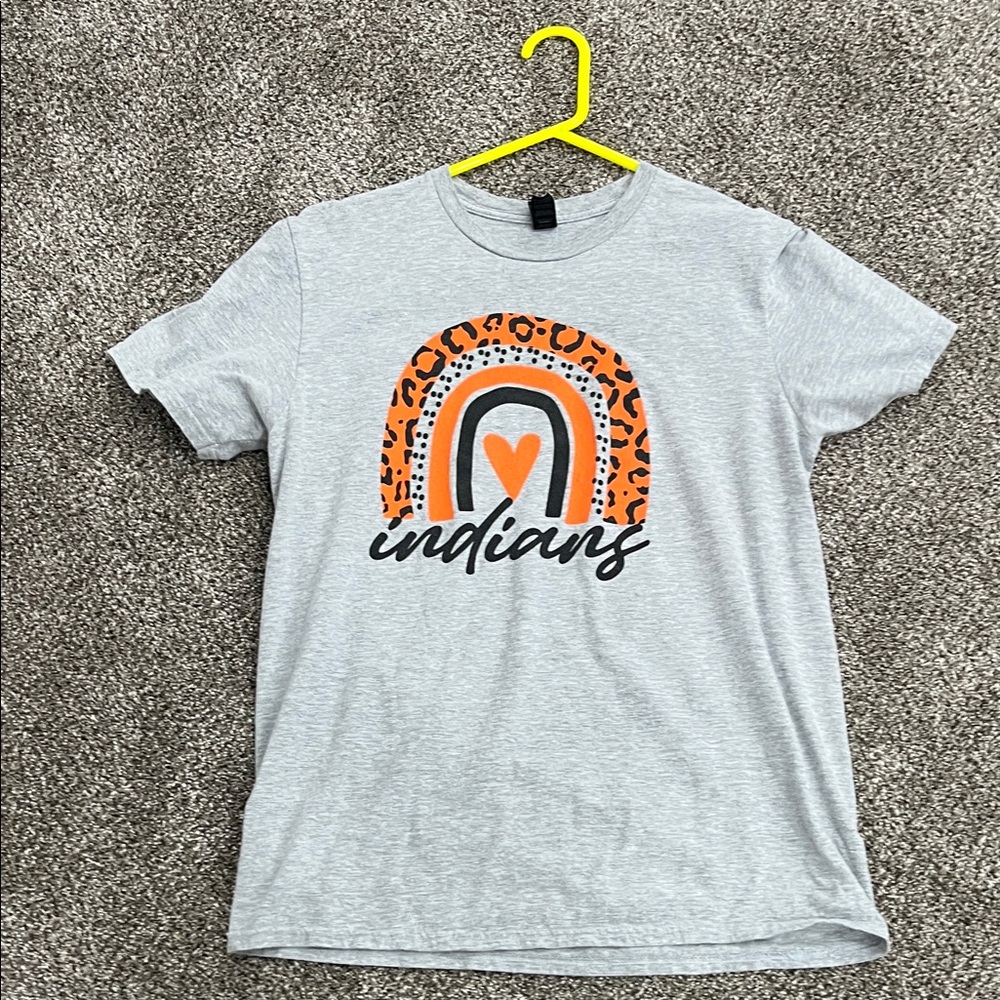 Gray  Shirt with Orange Rainbow Design